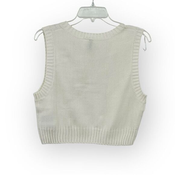 H&M Sleeveless Cable Knit Crop Sweater In Cream Size S - Picture 4 of 7